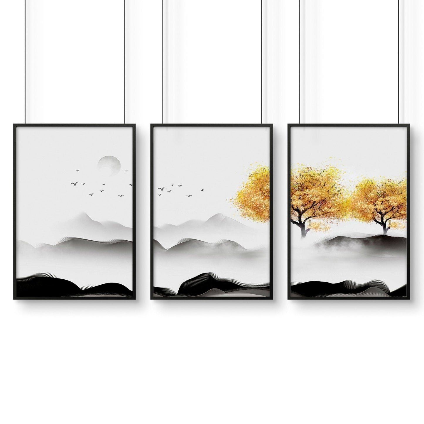 Japanese interior decor | set of 3 wall art prints for bedroom