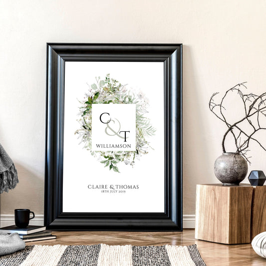 Personalised valentines gift wall art print