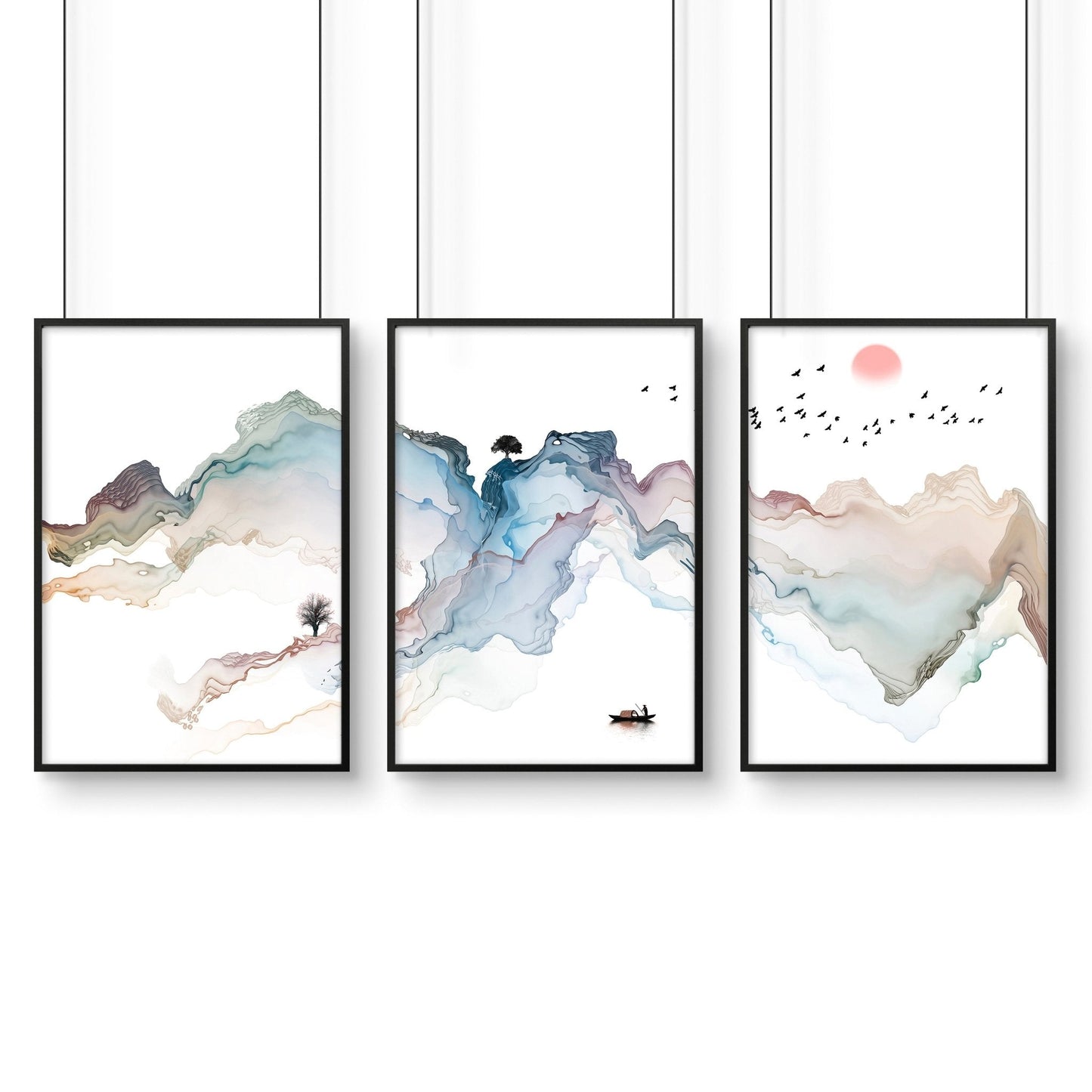 Japanese bedroom decor | set of 3 wall art prints