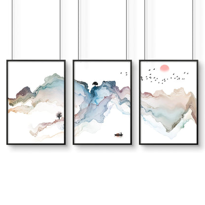 Art prints set of 3 | Japanese Sunset art prints